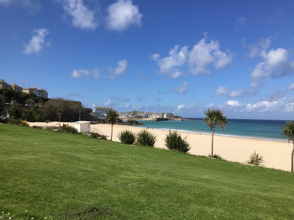 A view of Porthminster Beach, St Ives from the South West Coast Path